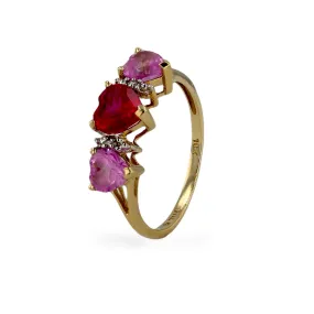 Yellow 10k ruby heart ring