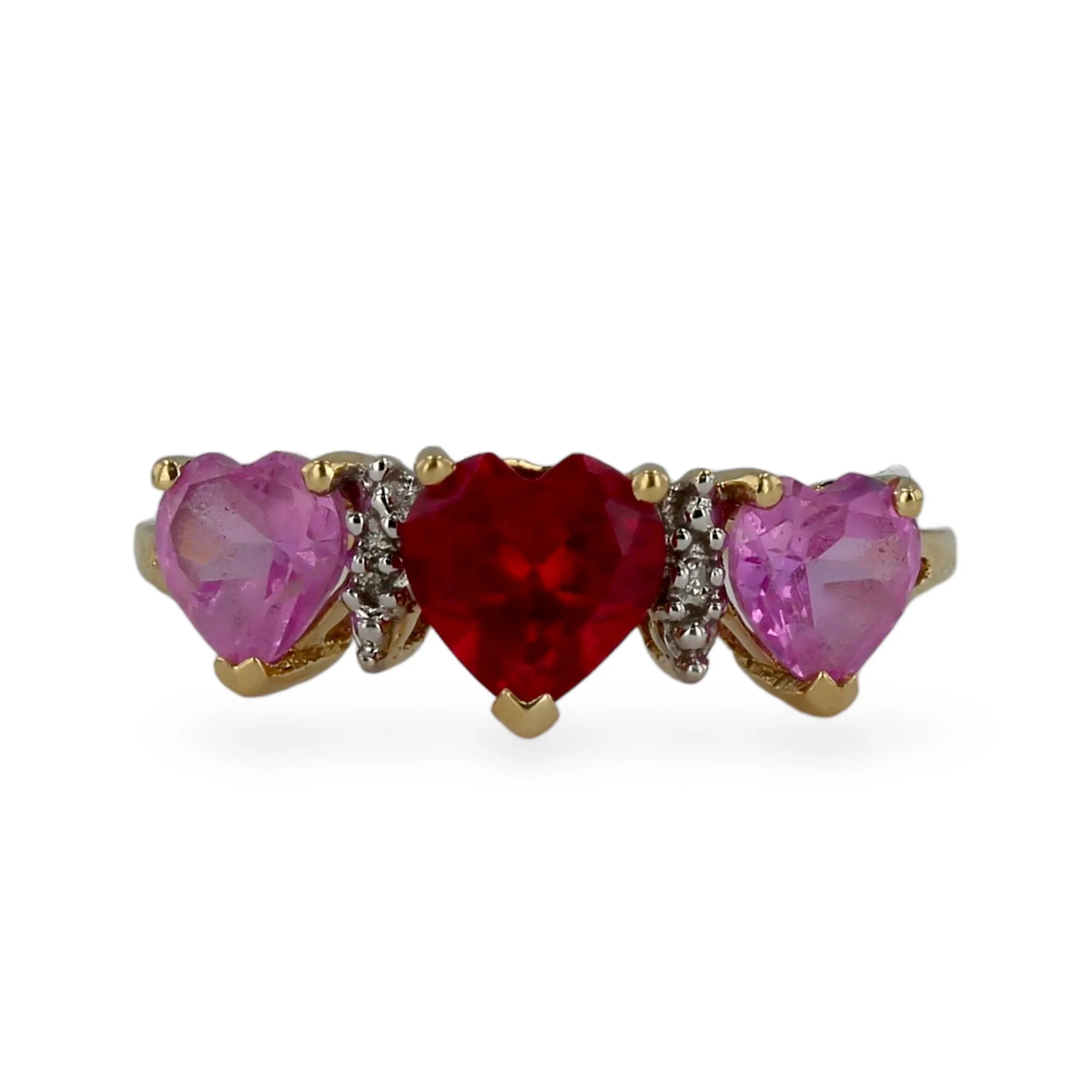 Yellow 10k ruby heart ring