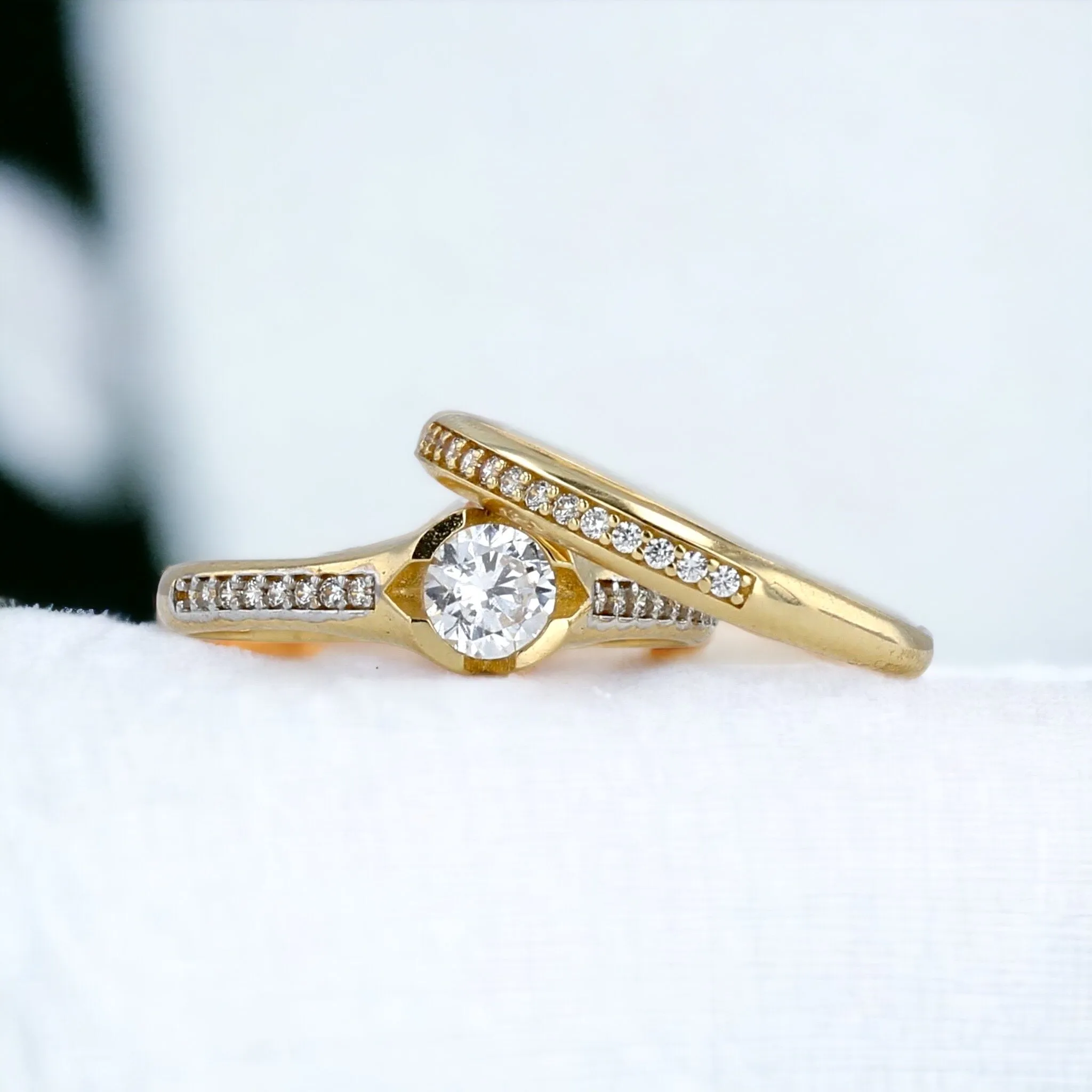 Yellow 14k gold duo wedding ring