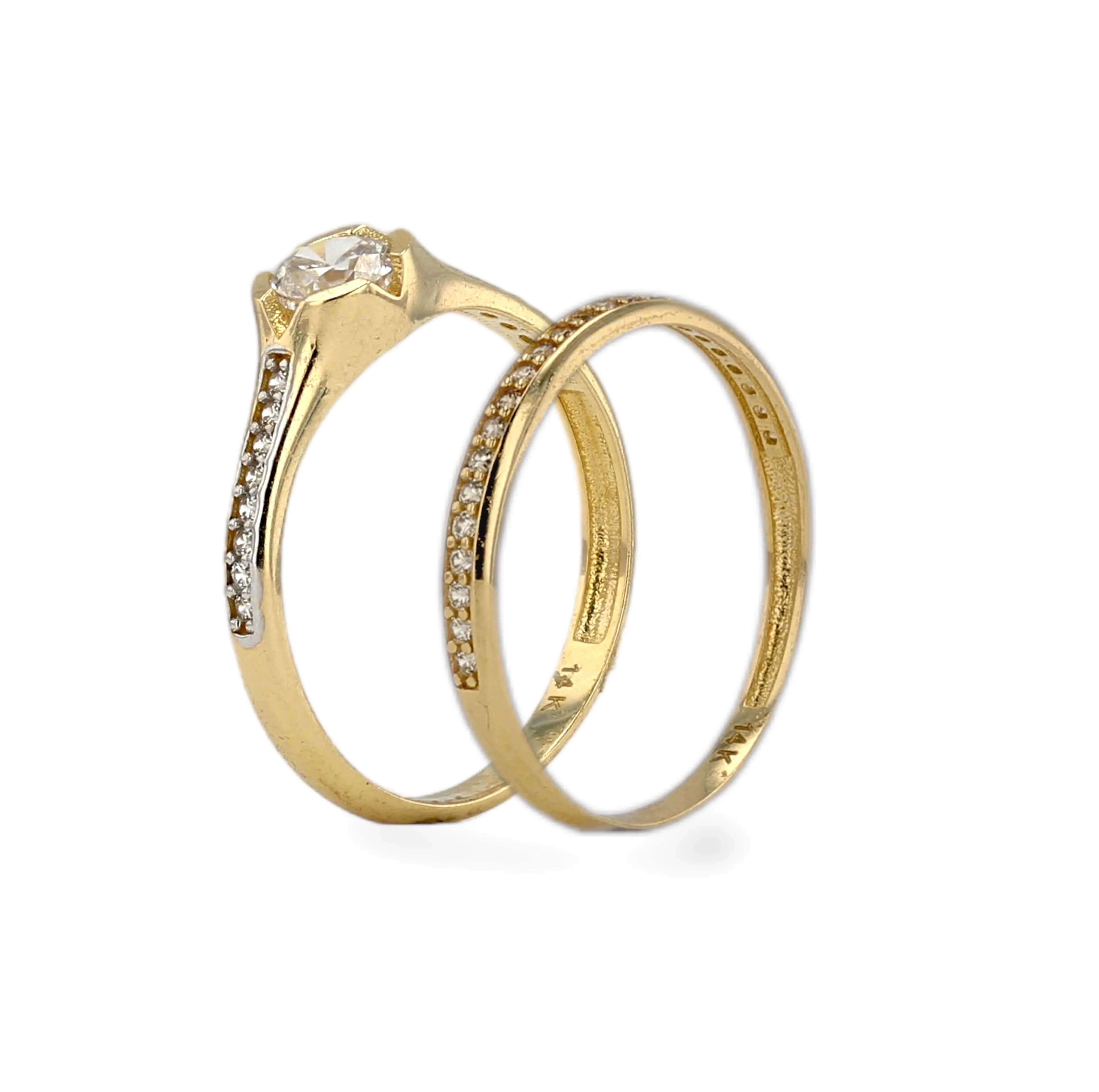 Yellow 14k gold duo wedding ring