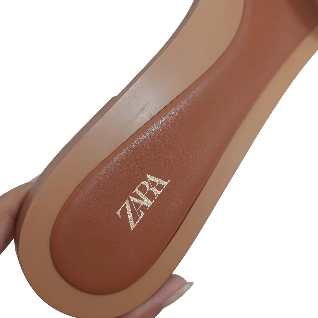 ZARA Brown Leather Linked Flats | Pre loved |