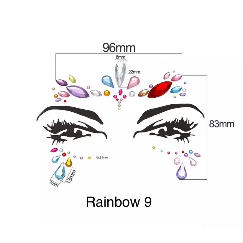 🌈 Rainbow Blast Face Gems 💎 8 Colorful Designs!